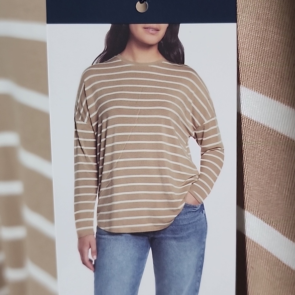 GAP Tan and White Striped Top